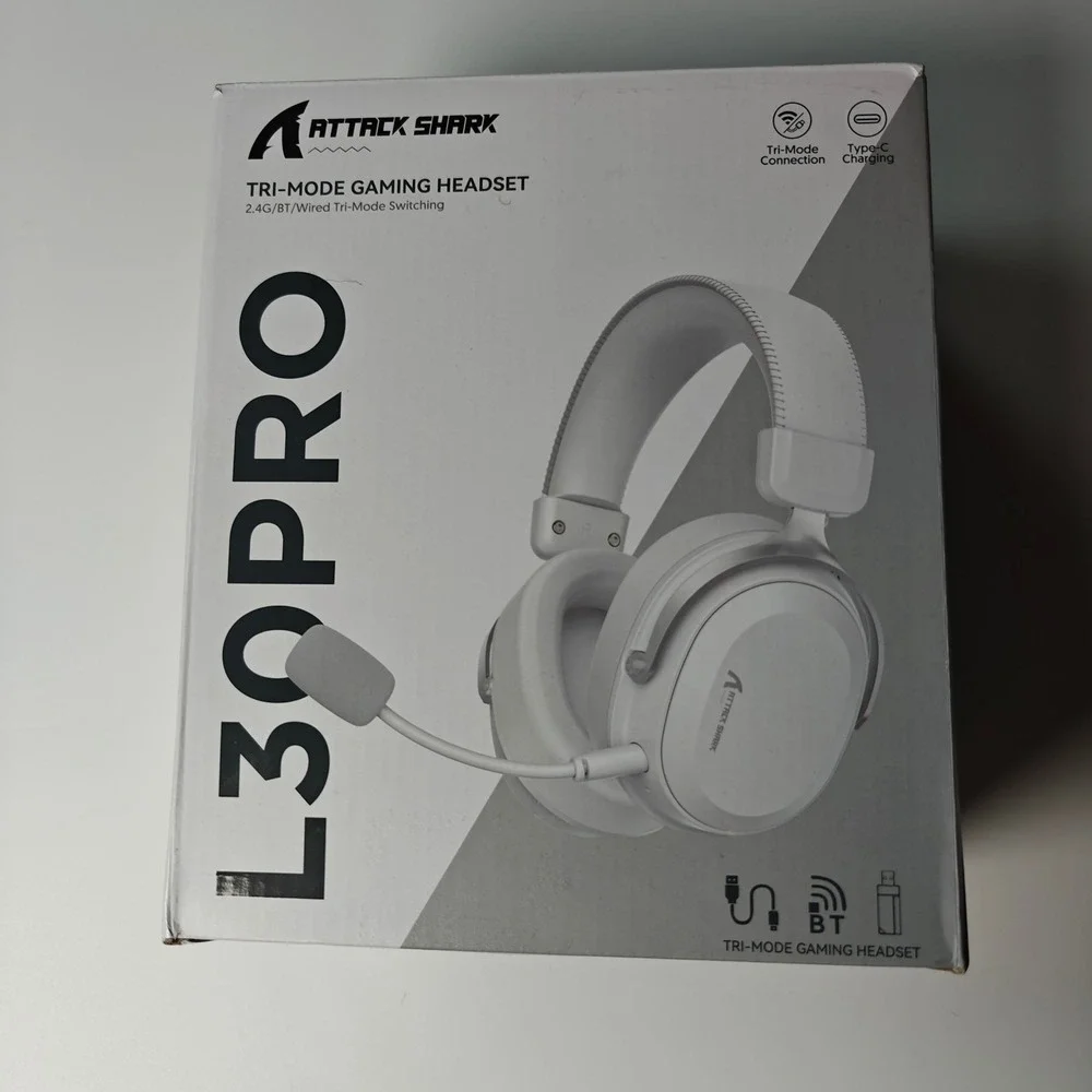 Attack Shark L30 Pro Tri-Mode Wireless Gaming Headset Black Red 2.4G BT Wired